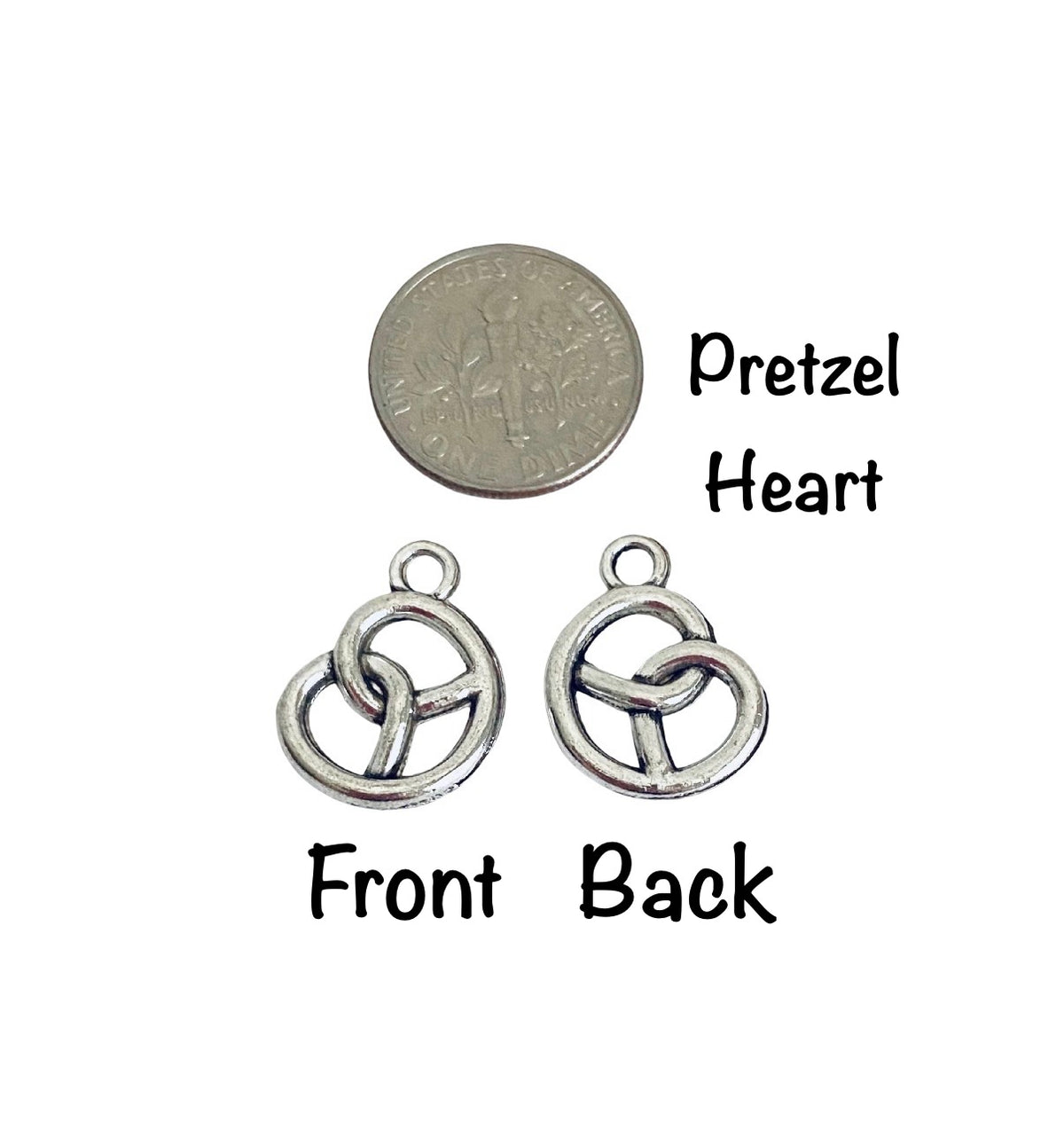 Base Metal Heart Charms • Tiny Puff Heart • Sideway Heart • Small Puff Heart • Pretzel Heart
