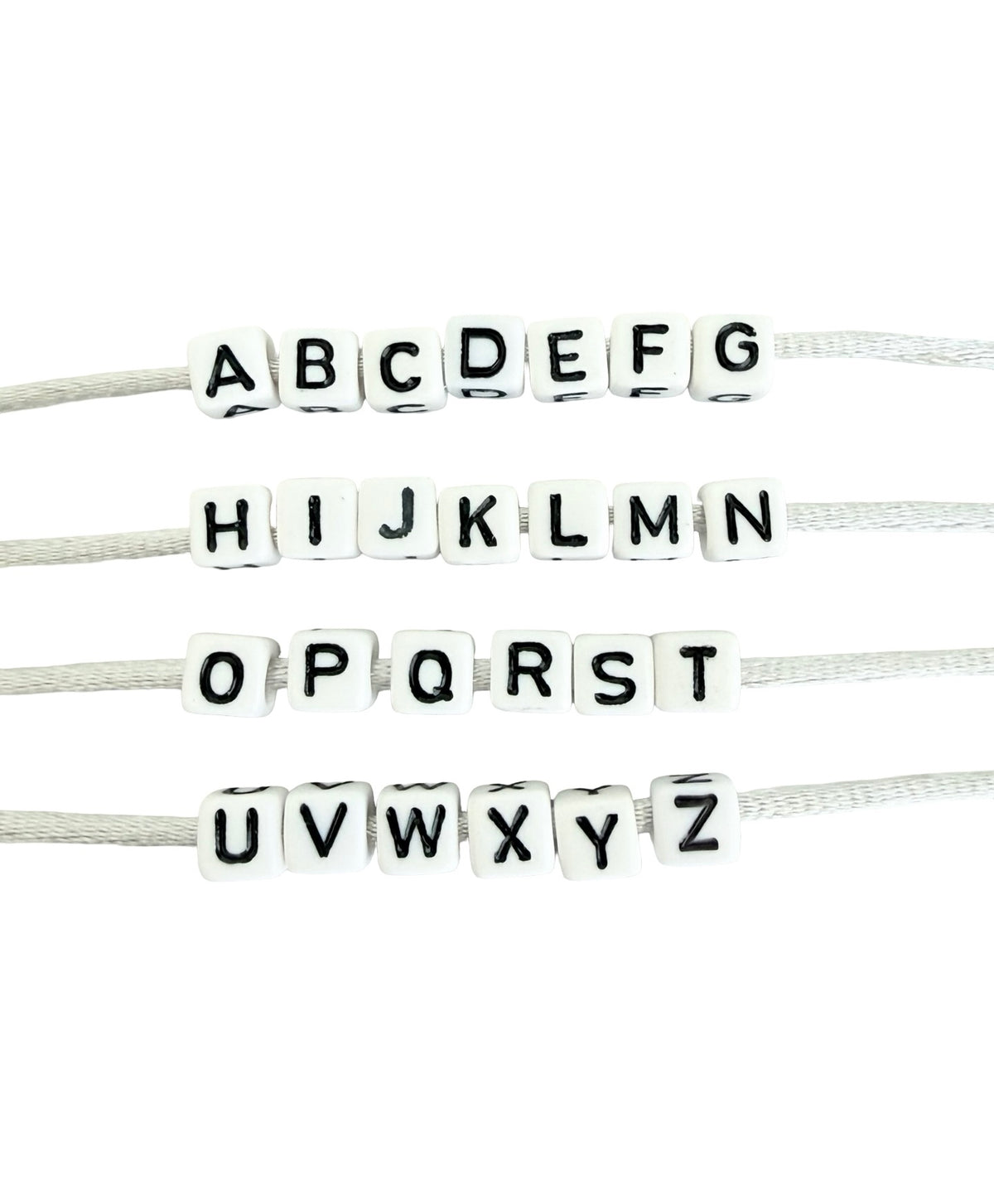 6mm Acrylic Alphabet Letter Beads • A-Z 26-Piece Set • 4-Sided Beads with 4mm Hole