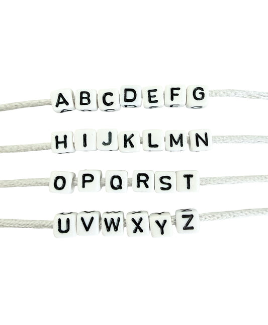 6mm Acrylic Alphabet Letter Beads • A-Z 26-Piece Set • 4-Sided Beads with 4mm Hole