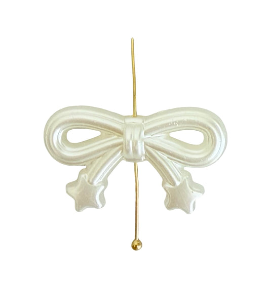 Large Faux Pearl Bow Bead • 30mm x 17mm Pearl Bow Bead for Jewelry Making