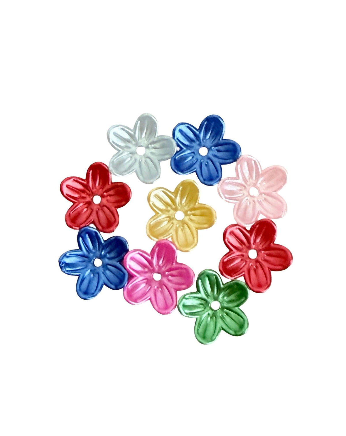 12mm Small 5-Petal Acrylic Flower Beads • Random Bright Colors • Mini Floral Beads for Jewelry Making & Crafts