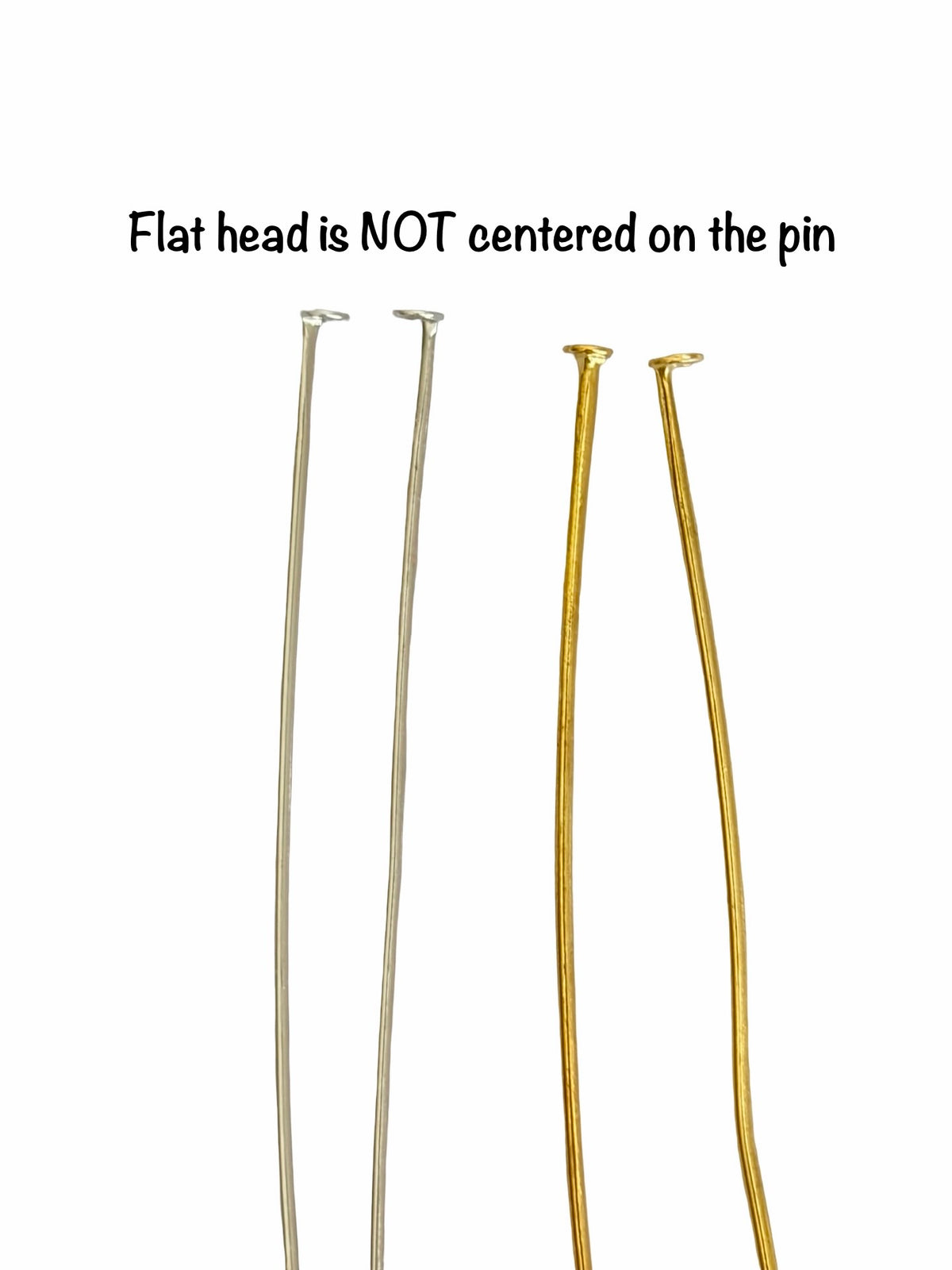 0.8mm x 70mm Thick Base Metal Flat Head Pins • Off-Center Head • Beaded Flower Making & Jewelry Crafts
