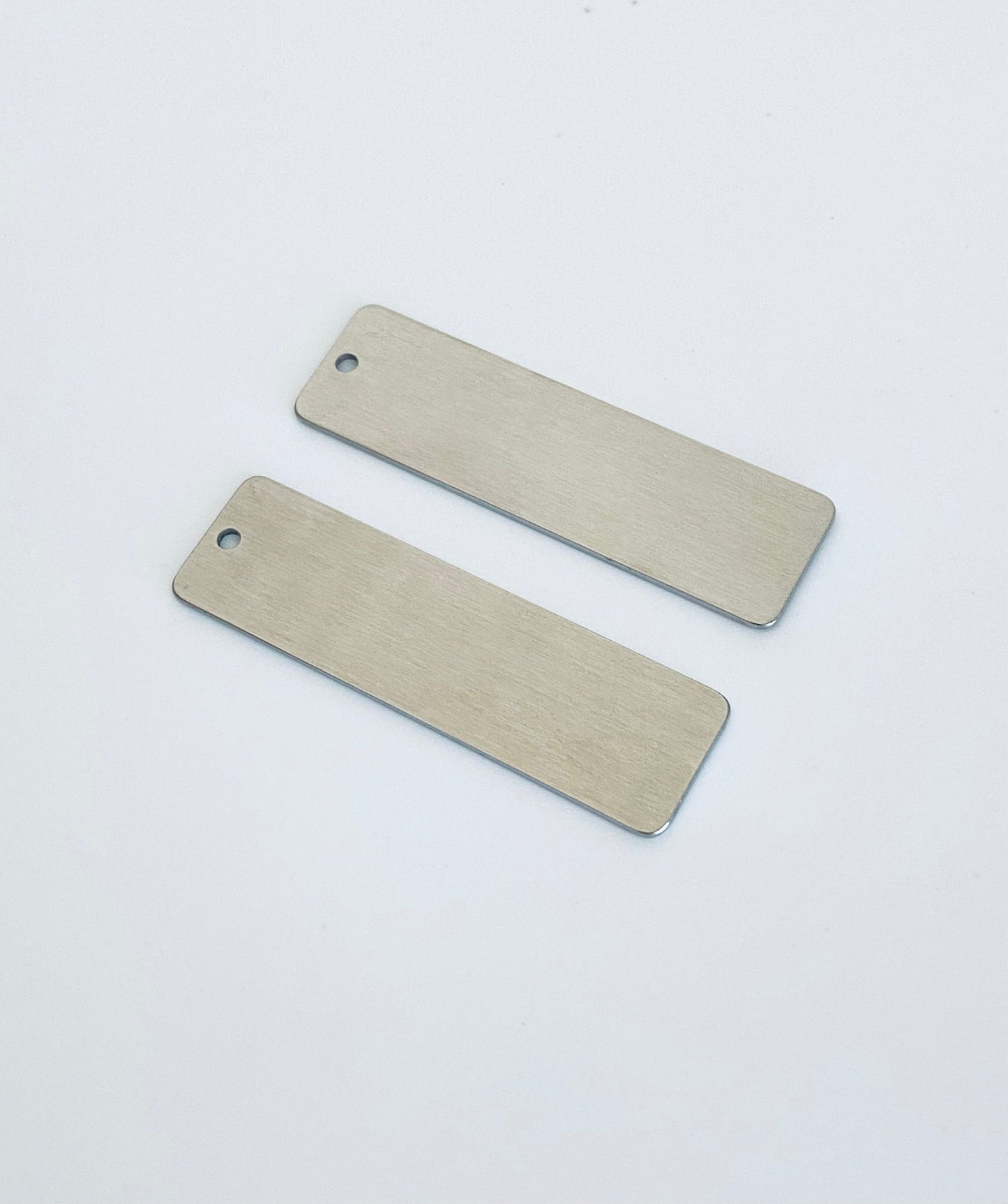 Stainless Steel Long Bar Blank Tag with Matte Finish • Engravable Rectangle Bar Pendant for Jewelry Making & Personalized Gifts