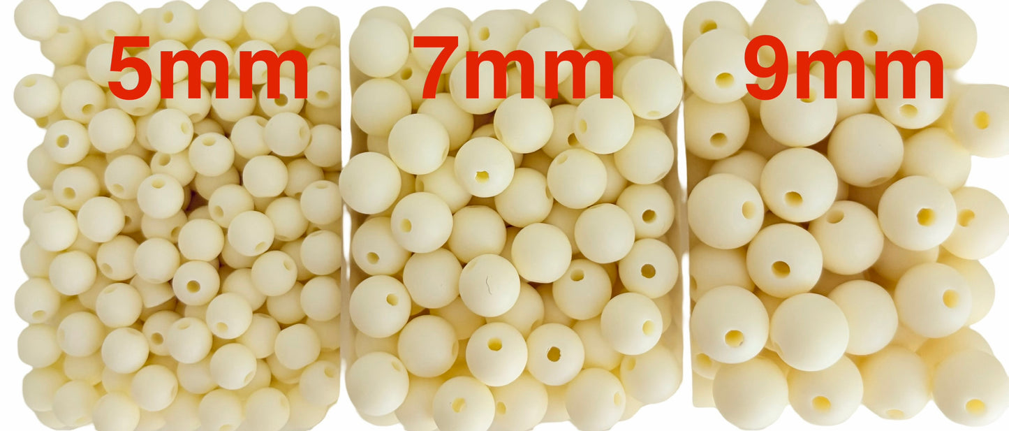 Matte Finish Ivory Round Beads • 5mm, 7mm & 9mm Acrylic Craft Beads for Jewelry Making & DIY Crafts