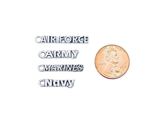 Base Metal Military Charms (Air Force • Army • Marines • Navy)