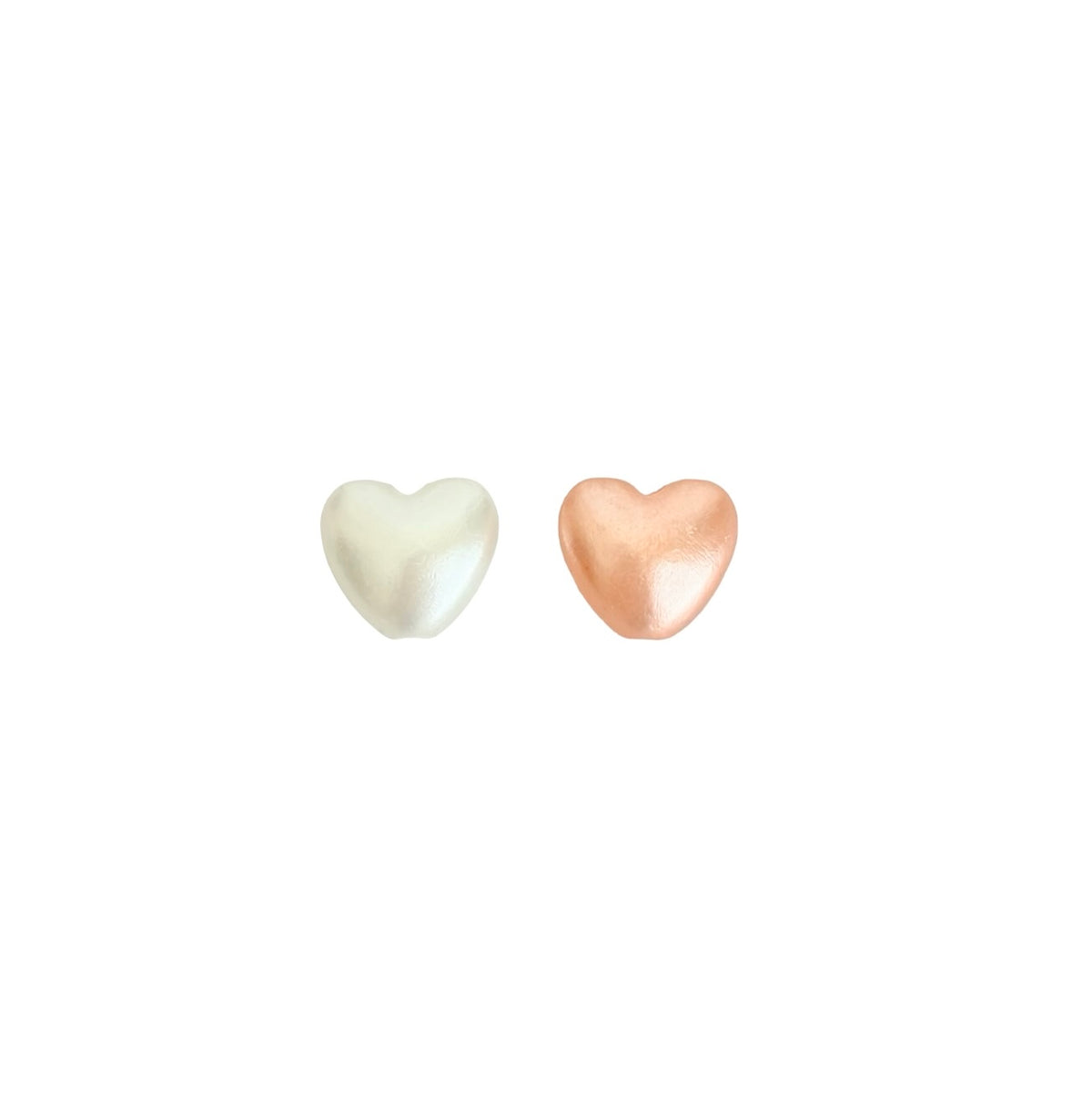 Small Faux Pearl Puffy Heart Beads • Off White & Rose Gold Heart Beads for Jewelry Making
