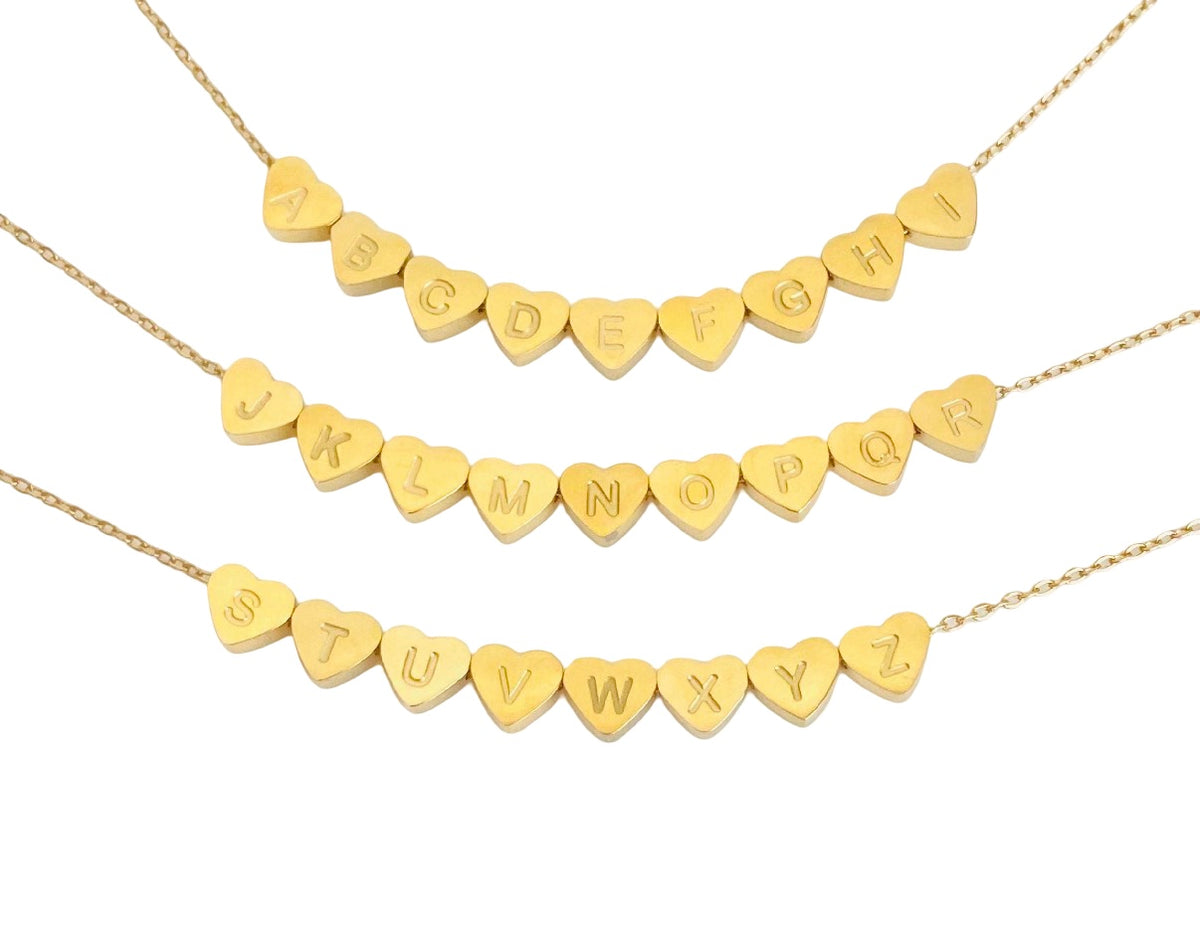 7mm Initial Heart Bead (A-Z) • Stainless Steel • Gold over Stainless Steel • Sold Individually