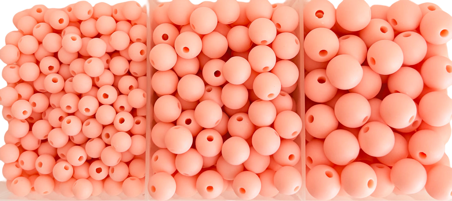 Matte Finish Round Peach Pink Beads • 5mm, 7mm, and 9mm Acrylic Craft Beads for Jewelry Making & DIY Crafts