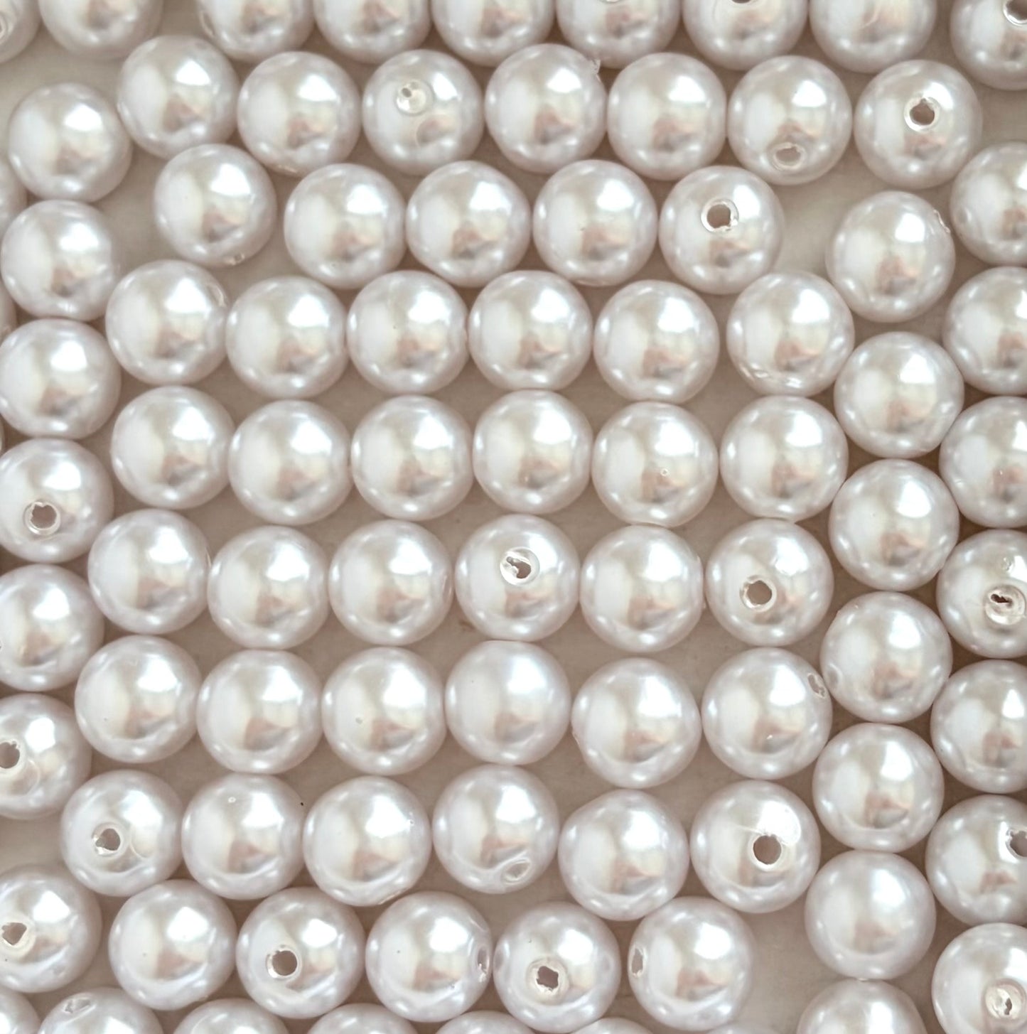 White Glass Pearl Beads (10mm or 12mm) • Elegant Round Faux Pearl Beads for Jewelry Making, Bracelets, Necklaces & DIY Crafts