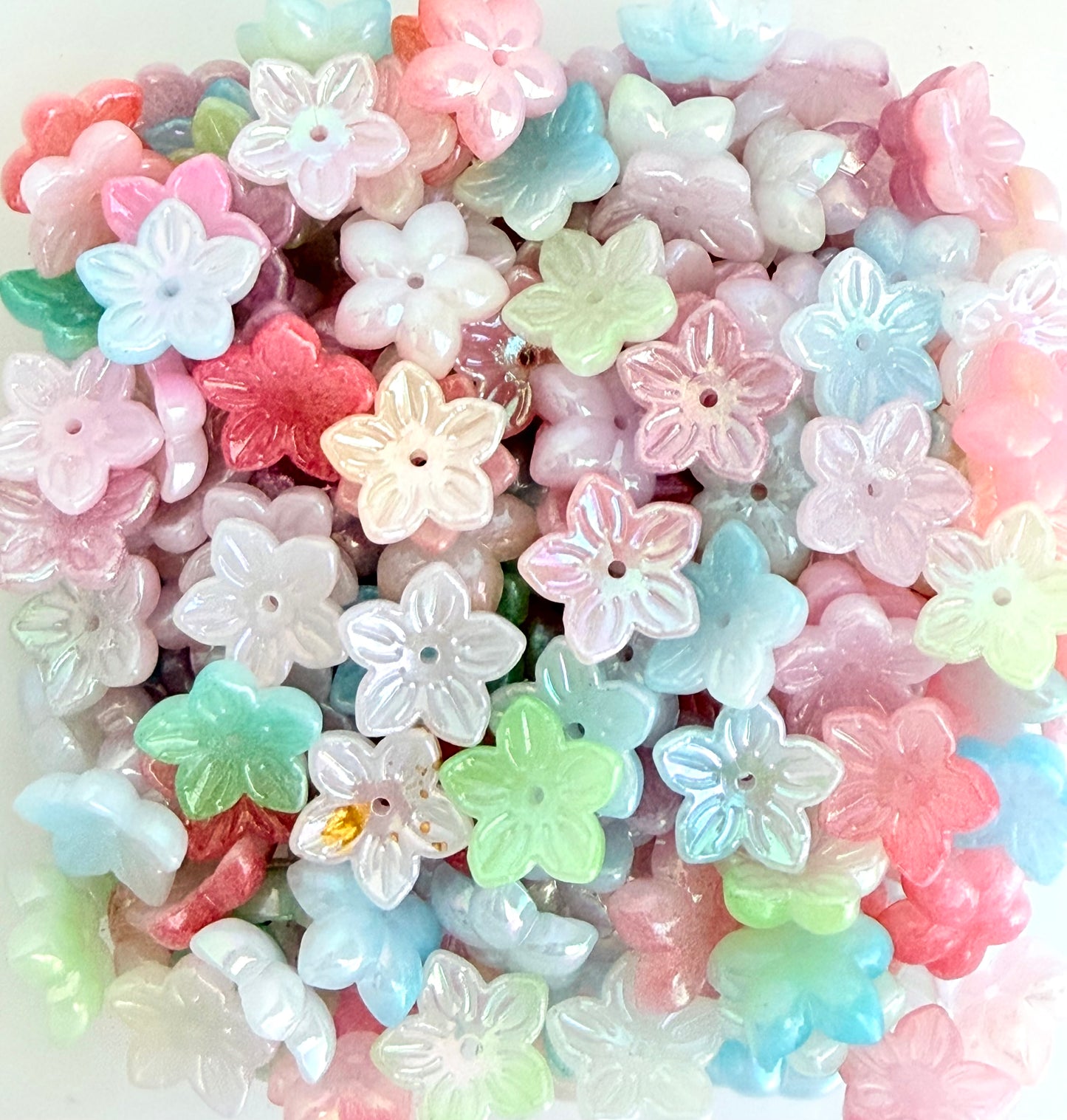 12mm Five-Petal Pastel Flower Beads