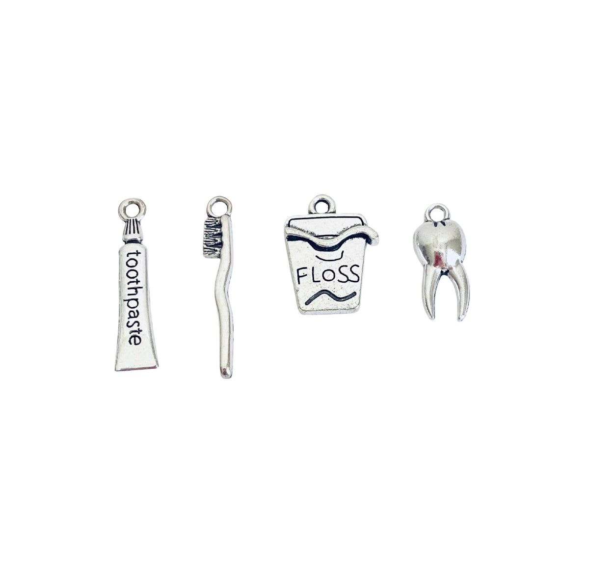 Base Metal Dentist Charms (Toothpaste • Floss • Toothbrush • Tooth)