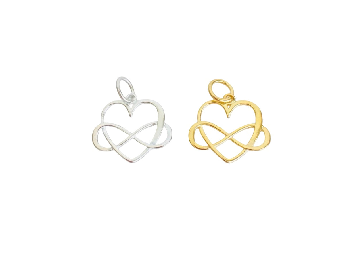 Eternity Heart Charm • Sterling Silver • Gold over Silver • Sold Individually
