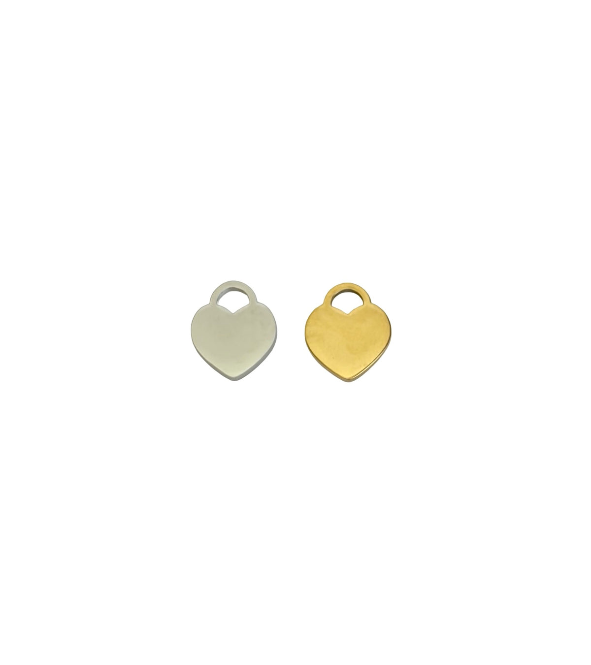 Polished 10mm Heart Charm • Stainless Steel or Gold Over Stainless Steel Heart Pendant for Jewelry Making