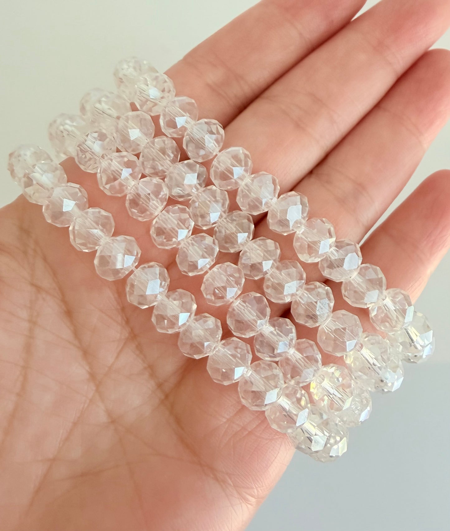 8mm Faceted Rondell Glass Crystal Beads