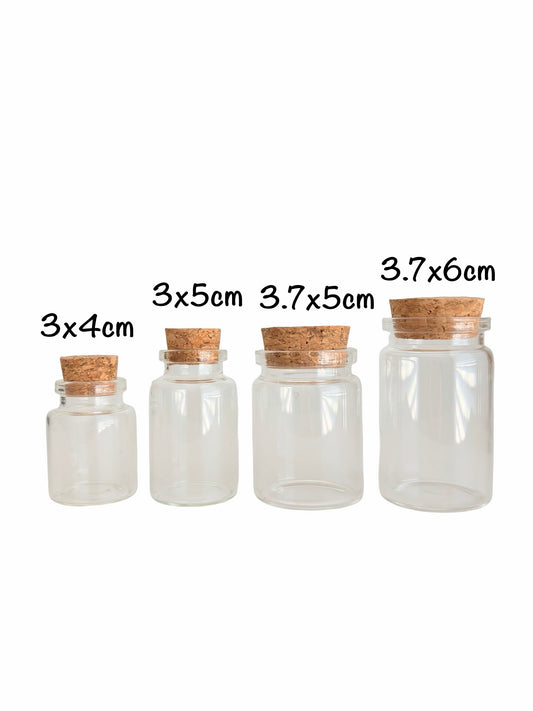 Mini Glass Bottles with Cork Stoppers • Small Clear Glass Vials for Crafts