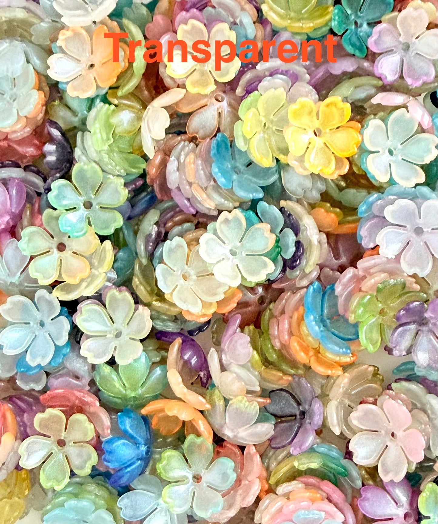 Cherry Blossom Flowers • Transparent • Frosted Pastel Flower Beads