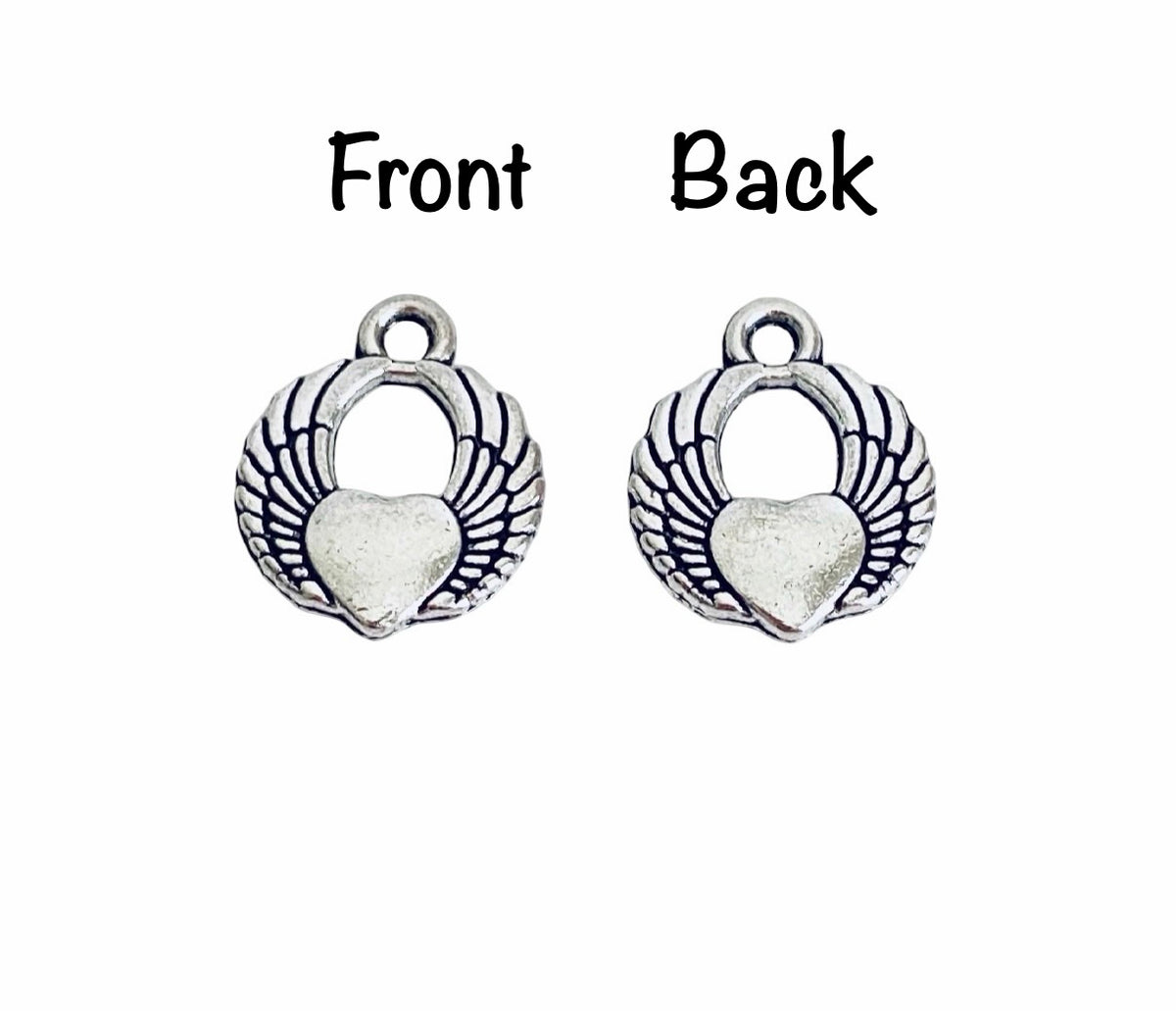 Base Metal Angel Wings with Heart Charm