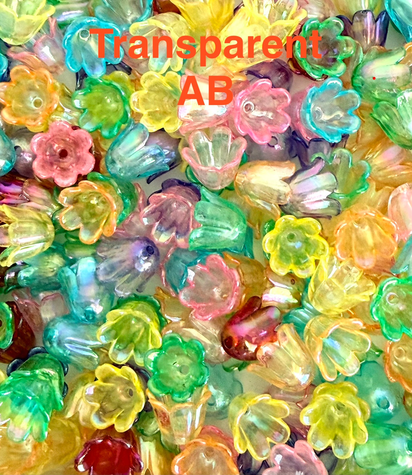 Acrylic Tulip Flower Beads • Pearl White, Transparent AB or Solid AB Colors, Floral Beads for Jewelry Making