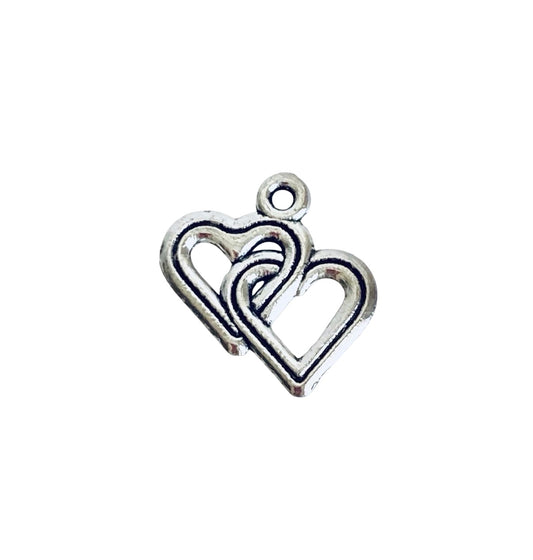 Base Metal Interlocking Heart Charm
