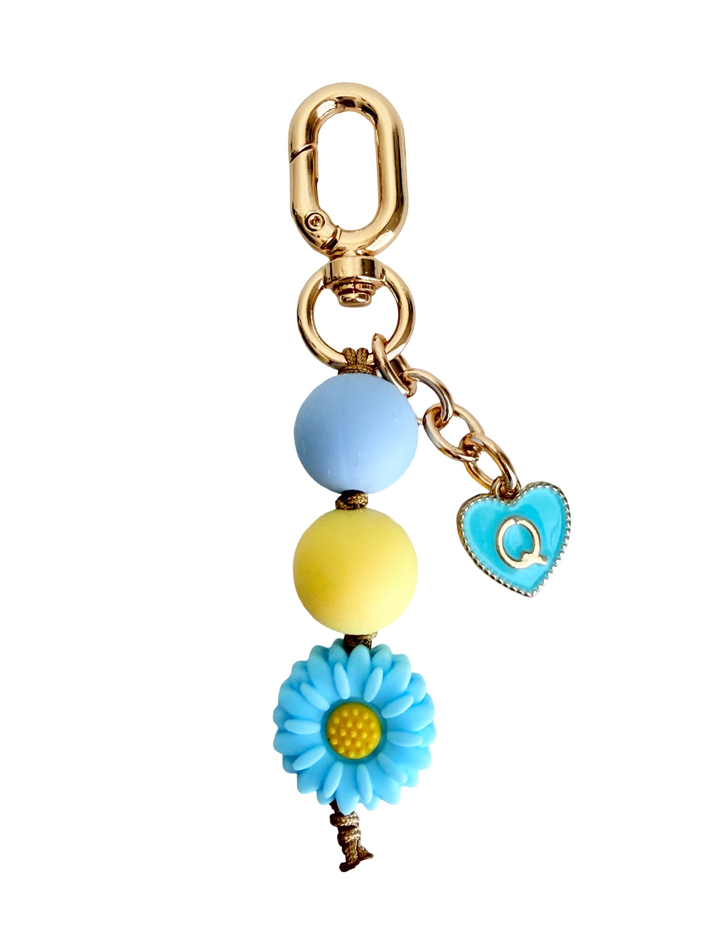 Personalized Daisy Flower Bag Charm • Silicone Bead Purse Charm Keychain