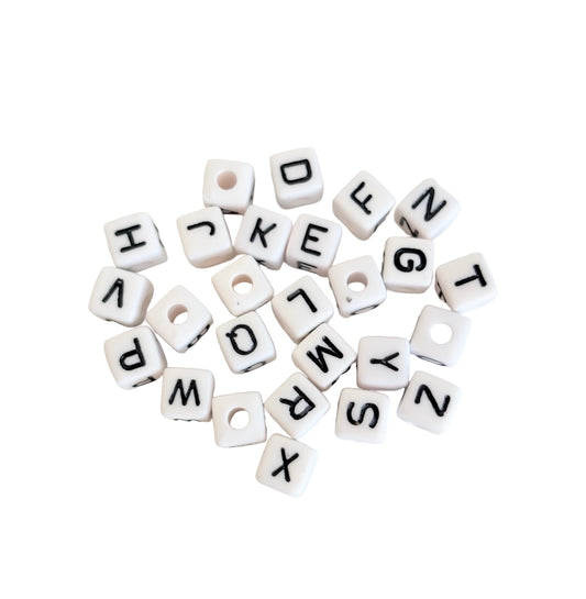 9mm Acrylic Alphabet Letter Beads • A-Z 26-Piece Set • 4-Sided Beads with 4mm Hole