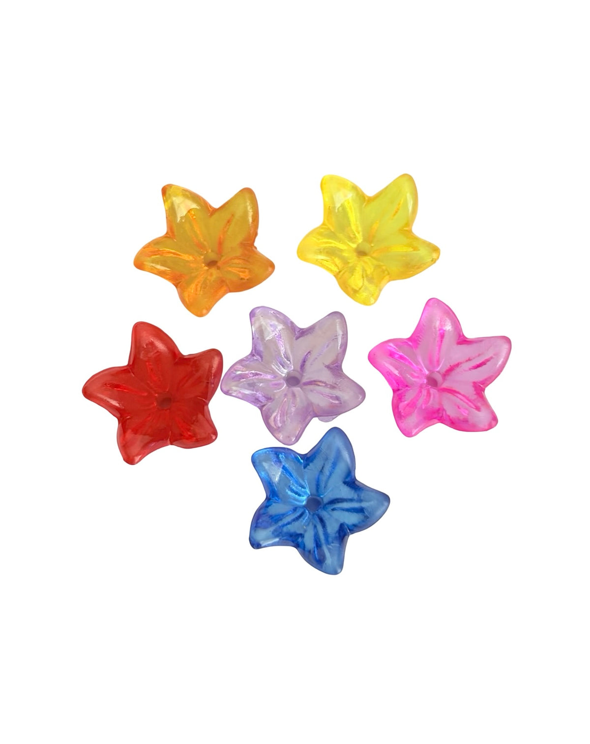 Acrylic 5-Petal Star Flower Beads • Transparent Pastel or Bright Colors • Floral Beads for Jewelry Making & Crafts