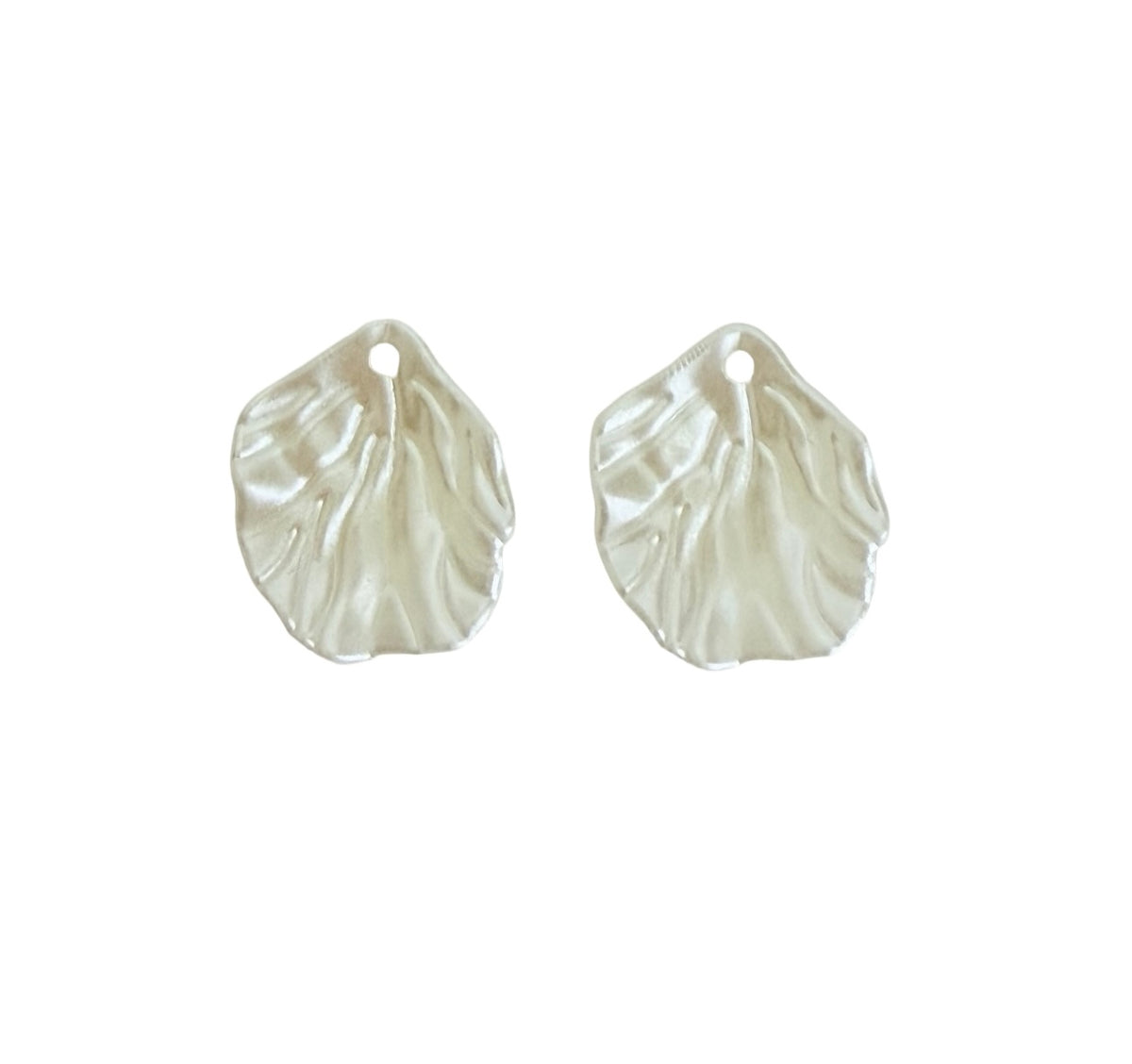 Faux Pearl Leaf Charms • 17mm x 19mm • Charms for Jewelry Making