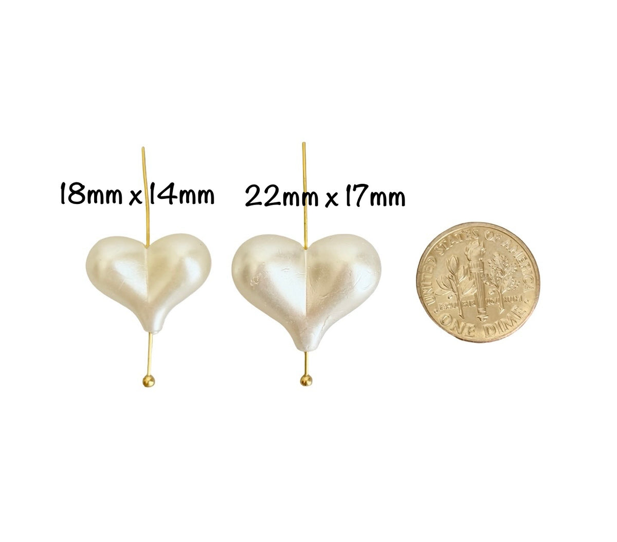 Faux Pearl Puffy Heart Beads • Acrylic Heart Beads for Jewelry Making • 2 Sizes