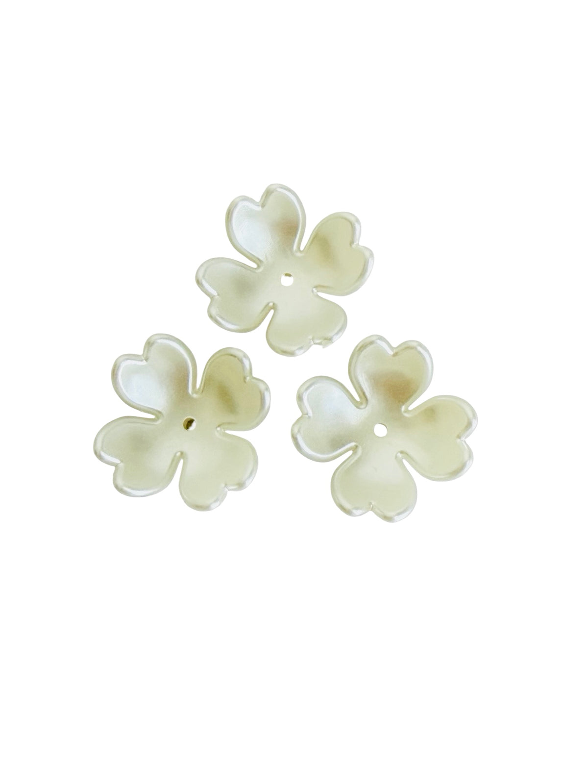 24mm Acrylic Faux Pearl 4-Petal Flower Beads • Large Flower Beads for Jewelry Making & Crafts