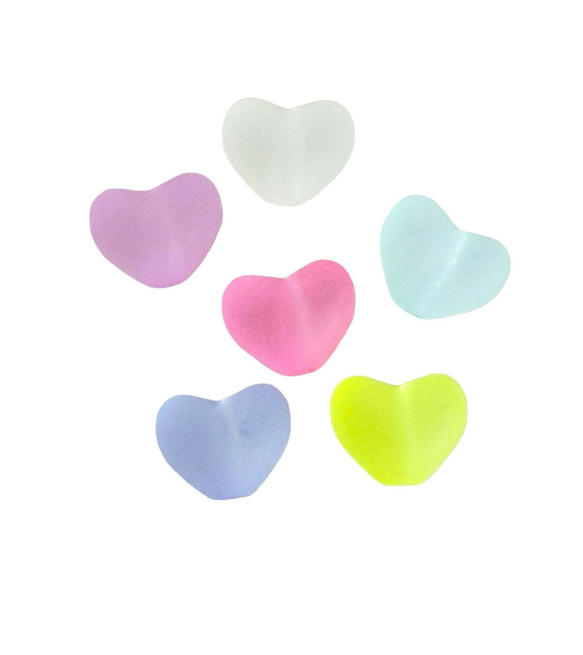 Small  Acrylic Puffy Heart Beads • Random Assortment of Matte Finish • Heart Beads for Jewelry Making