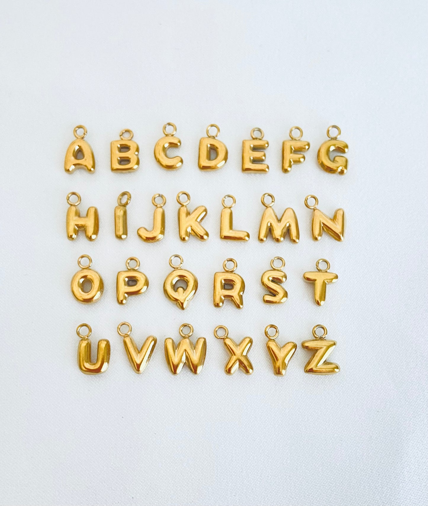 Small Stainless Steel Bubble Alphabet Letter Charm •  Mini Initial Charm for Necklaces, Bracelets & DIY Jewelry Making