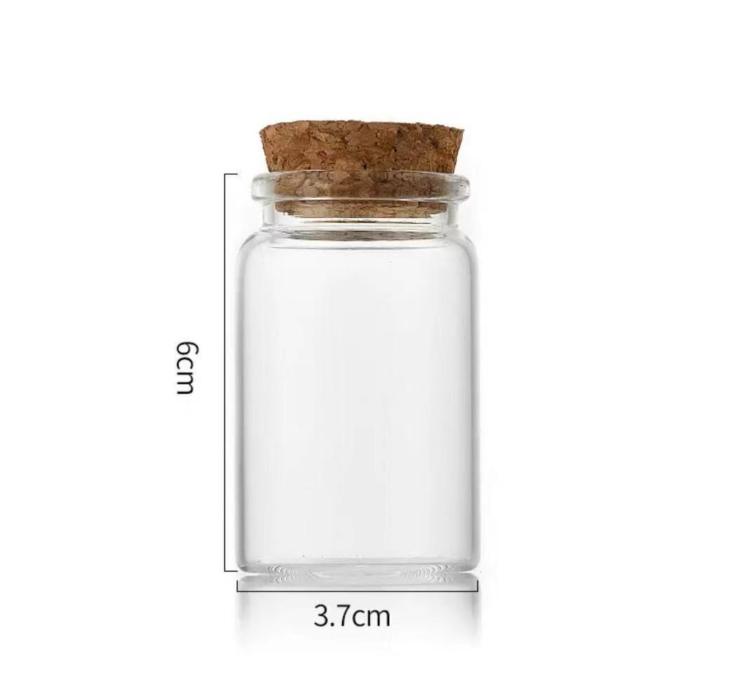 Mini Glass Bottles with Cork Stoppers • Small Clear Glass Vials for Crafts