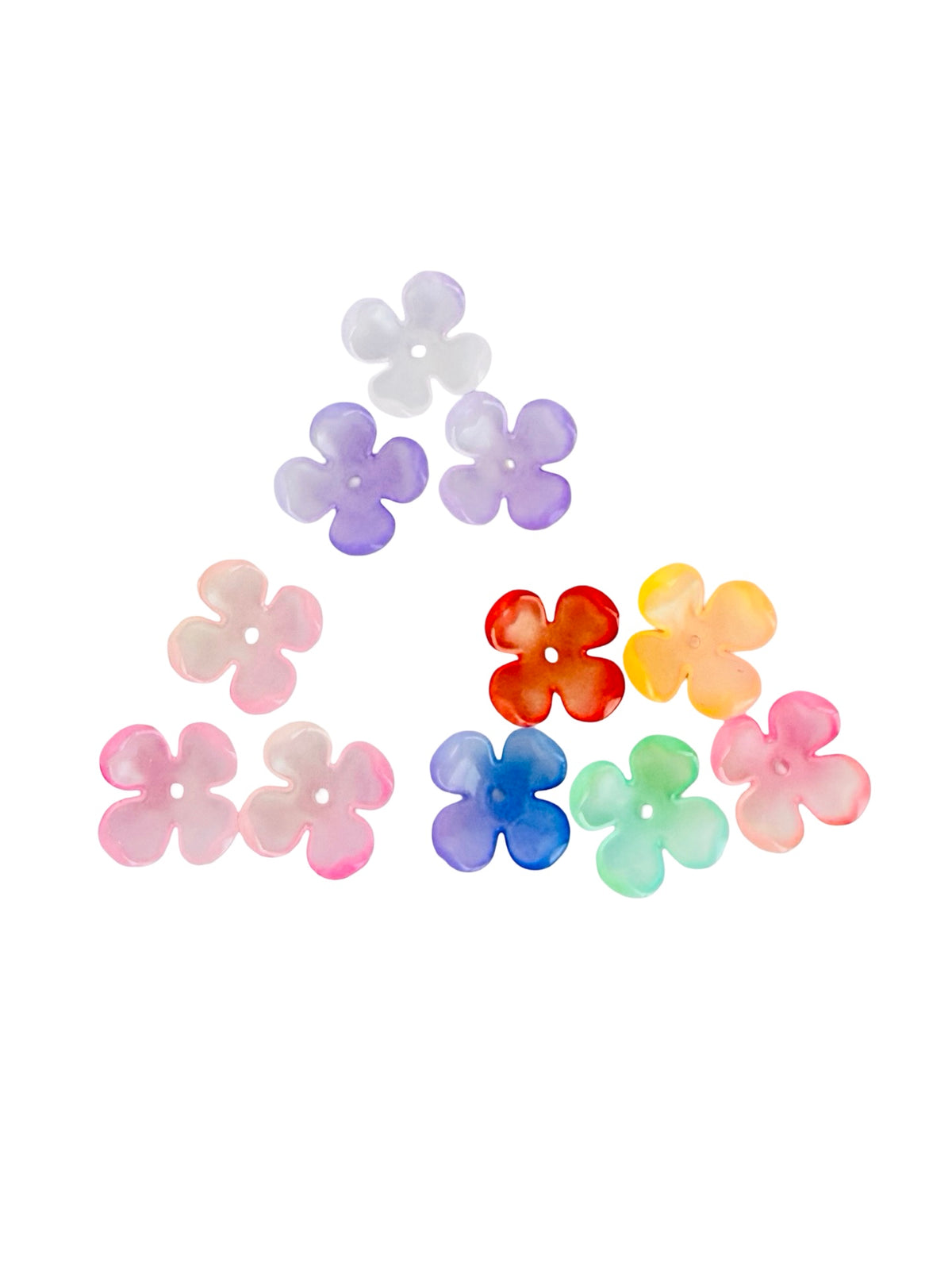 14mm Acrylic Hydrangea Flower Petal Beads • 4-Petal • Transparent Purple, Pink or Random Mix Colors