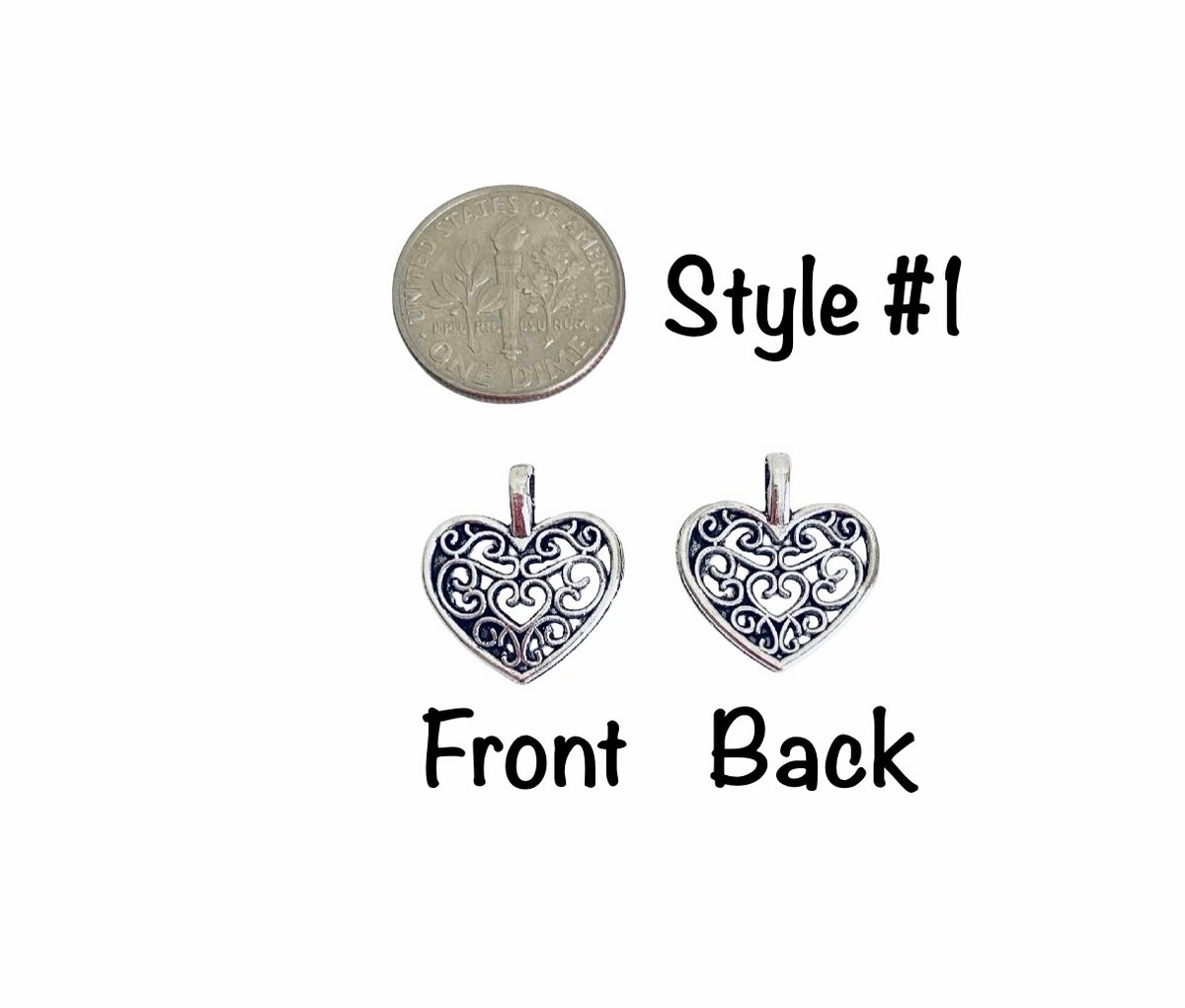 Base Metal Filigree Heart Charms