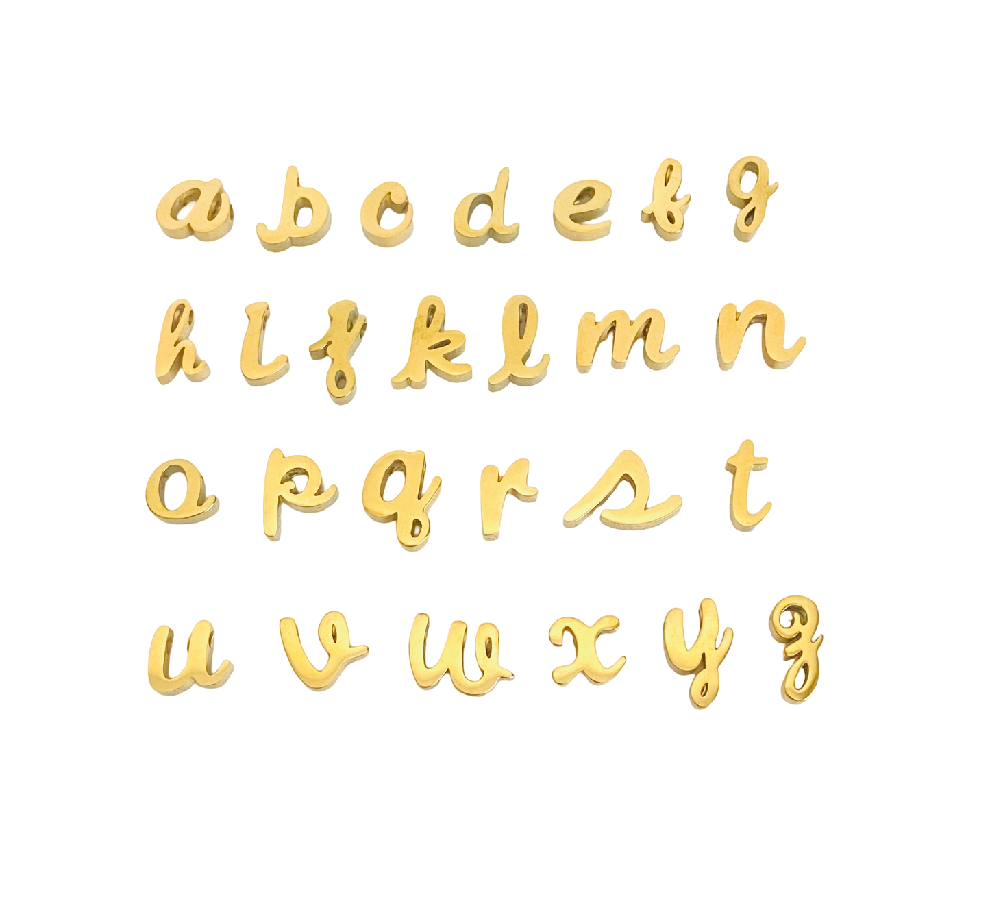 Stainless Steel Lowercase Script Letter Charm • Dainty Initial Pendant for Custom Jewelry Making