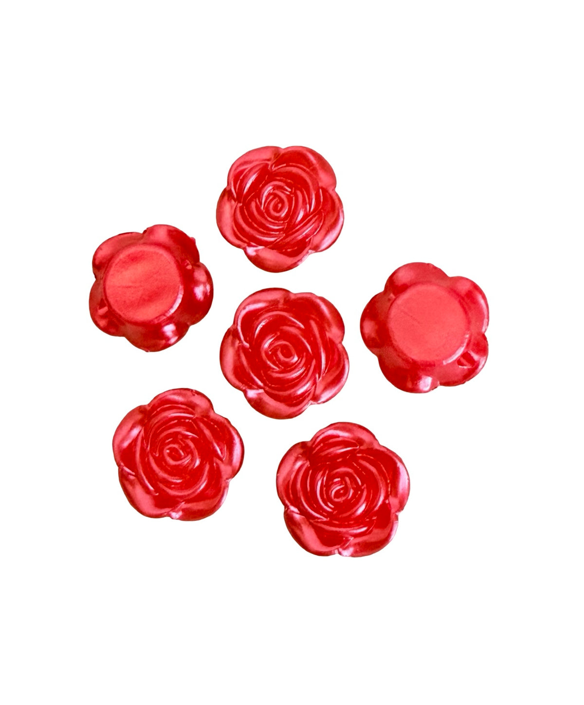 14mm Faux Pearl Rose Beads • Flower Beads for Jewelry Making • Pink, Red & Orange