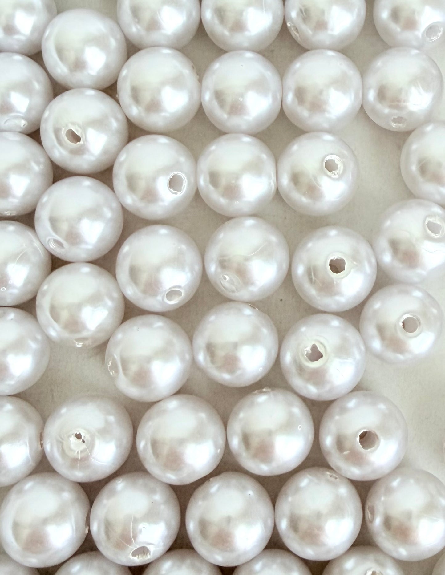 White Glass Pearl Beads (10mm or 12mm) • Elegant Round Faux Pearl Beads for Jewelry Making, Bracelets, Necklaces & DIY Crafts