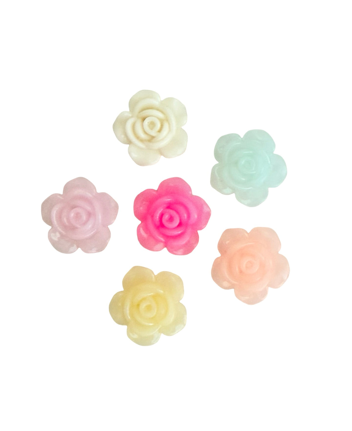 18mm Acrylic Rose Flower Beads with 2 Holes • Random Mix Translucent Pastel Colors