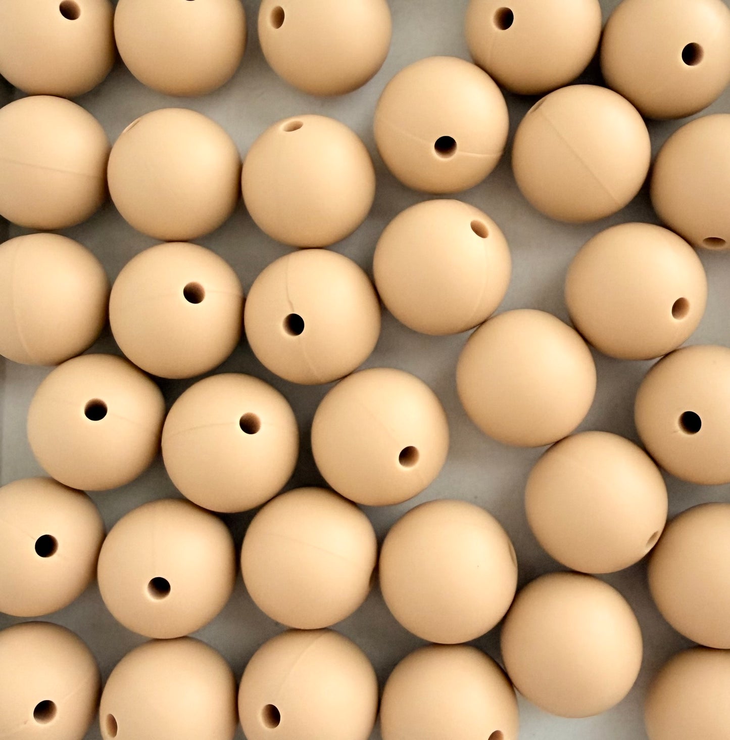 15mm Beige Silicone Beads • Round Beads (Sold Per Piece) for Jewelry Making, Keychains & DIY Crafts