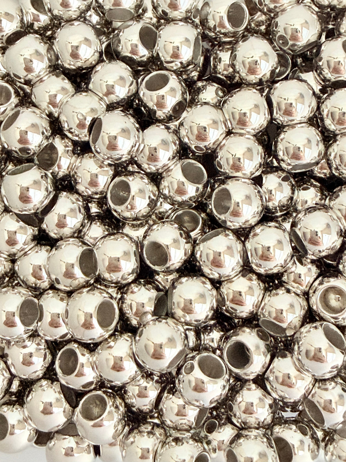 8mm Big Hole Round Acrylic Beads • Gold or Silver • Large Hole Beads for Jewelry Making