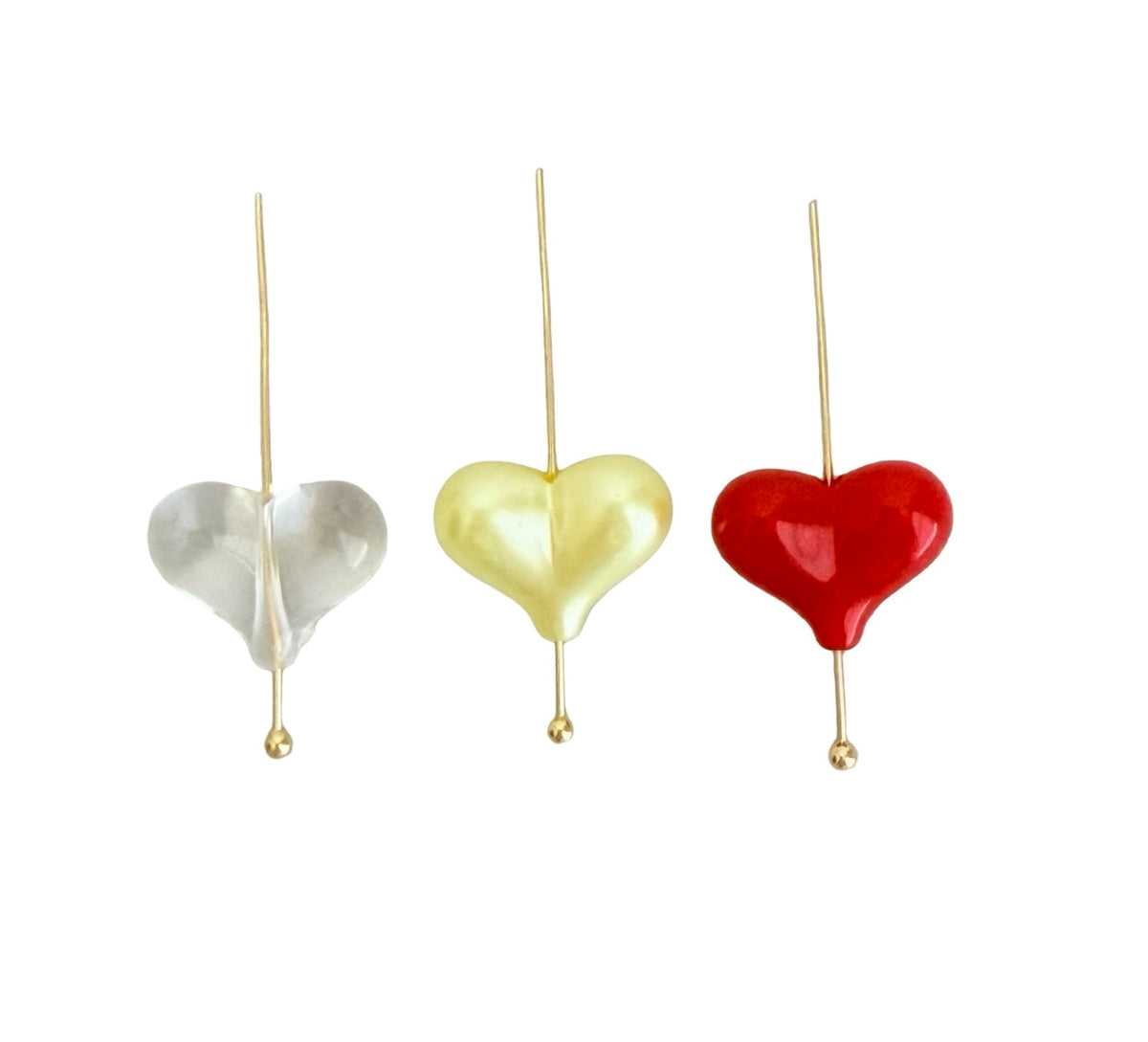 Small Acrylic Puffy Heart Beads • Random Mix of Faux Pearl, Transparent or Solid Colors • Heart Beads for Jewelry Making
