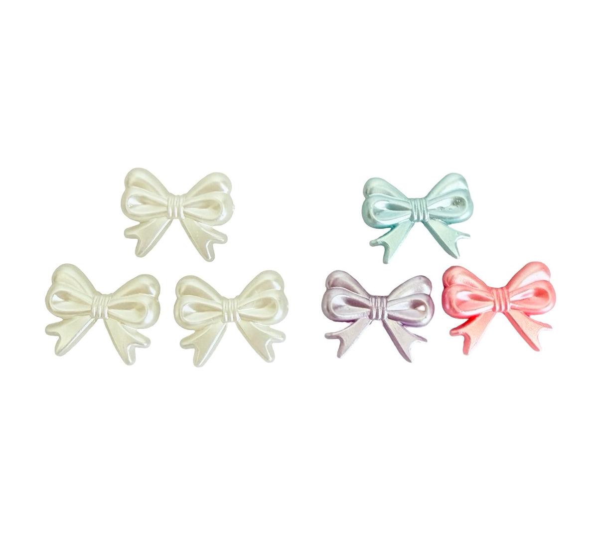 Faux Pearl Bow Beads • Acrylic Bow Beads for Jewelry Making • Off White OR Random Mix Colors