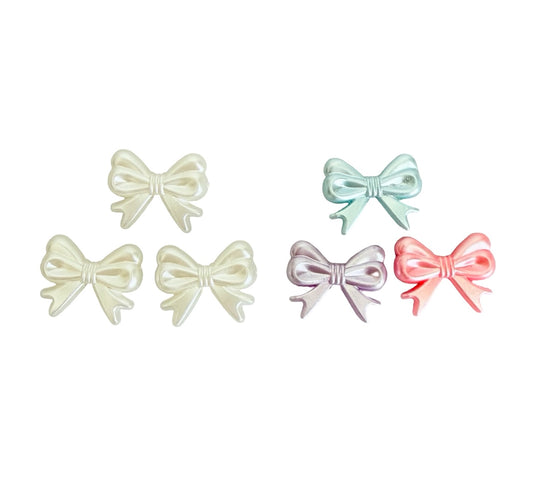 Faux Pearl Bow Beads • Acrylic Bow Beads for Jewelry Making • Off White OR Random Mix Colors