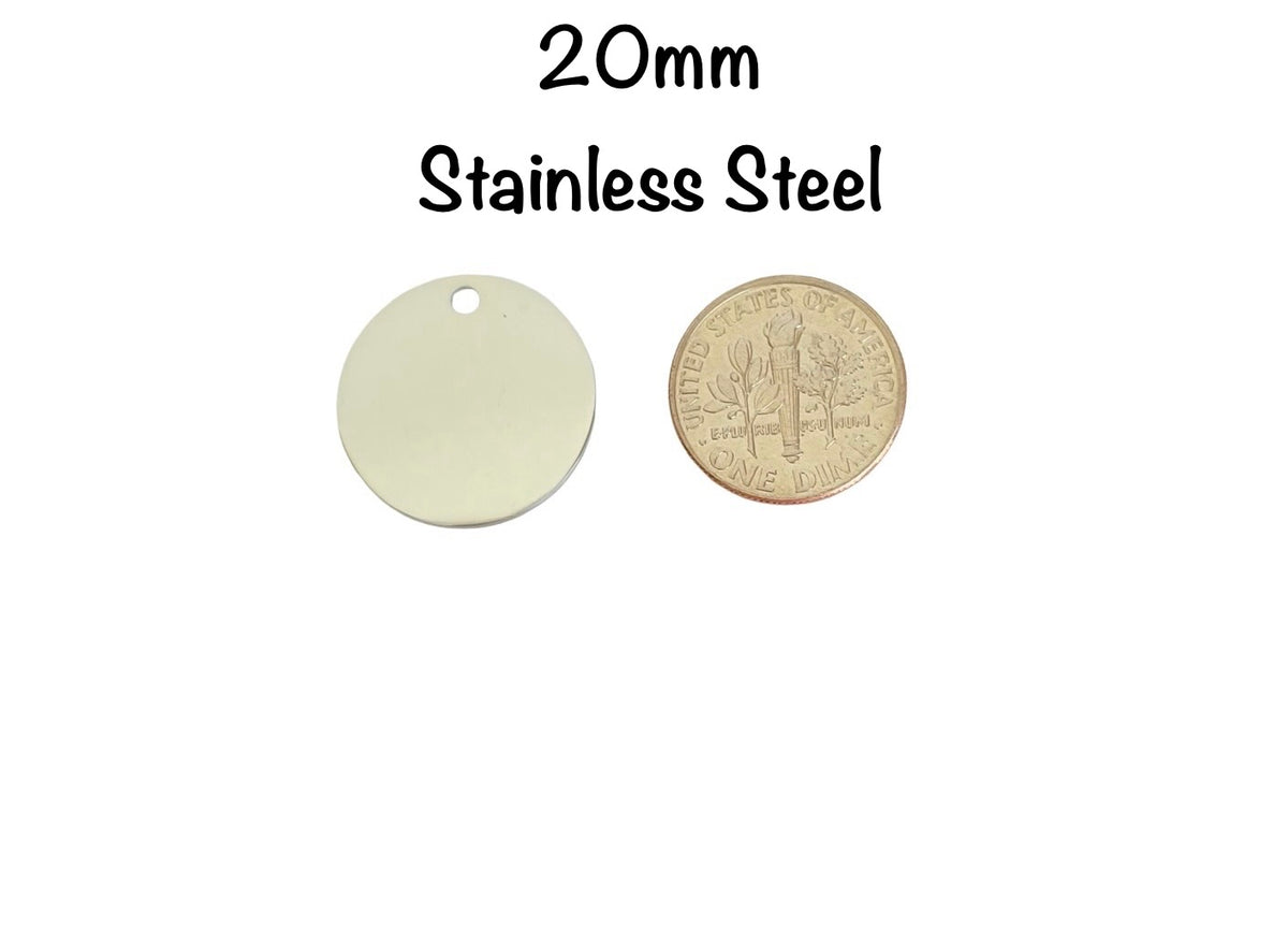 20mm Shiny Round Blanks • Stainless Steel • Gold over Stainless • Rose Gold over Stainless
