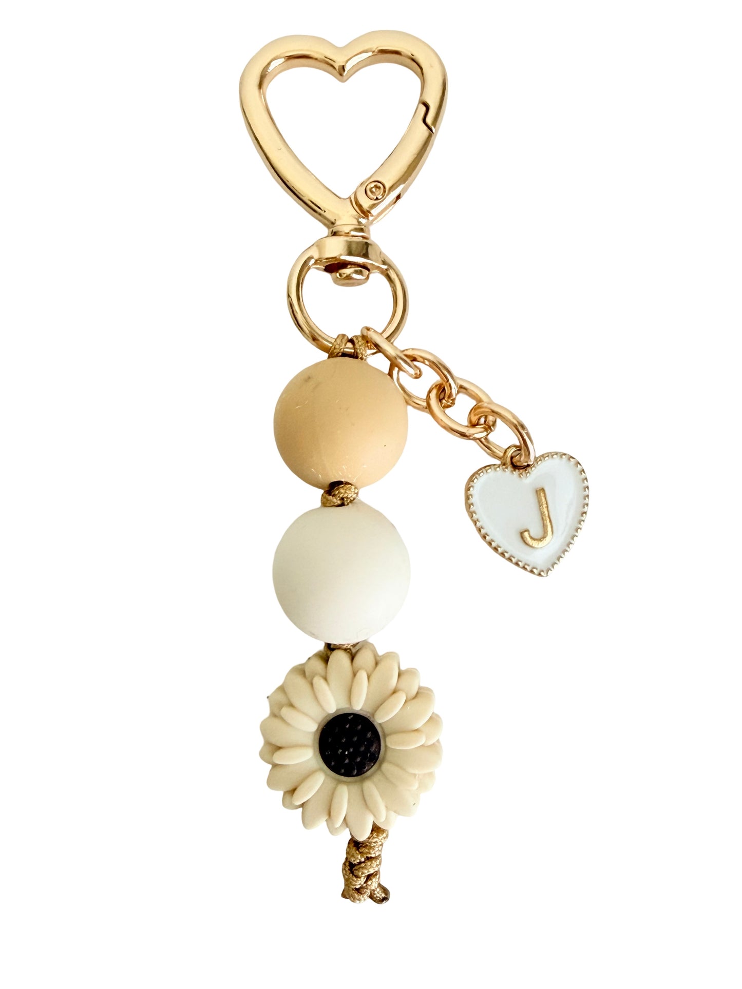 Personalized Daisy Flower Bag Charm • Silicone Bead Purse Charm Keychain