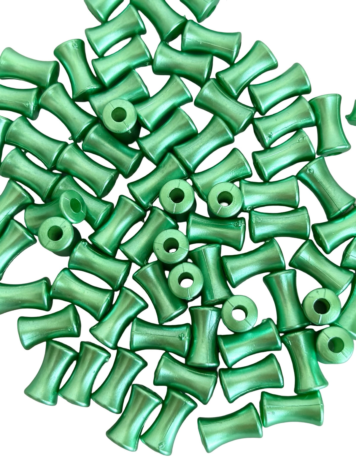 6mm x 11mm Acrylic Bamboo Joint Beads • Dark Green Bamboo Beads for Jewelry Making & Crafts