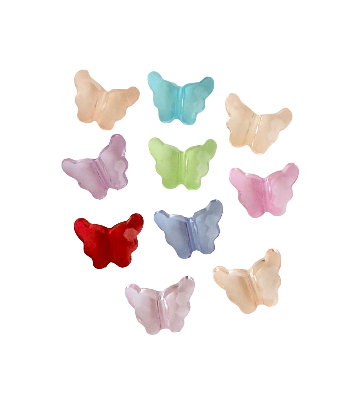 Small Acrylic Faceted Butterfly Beads • Random Mix of Transparent Colors • Butterfly Beads for Jewelry Making