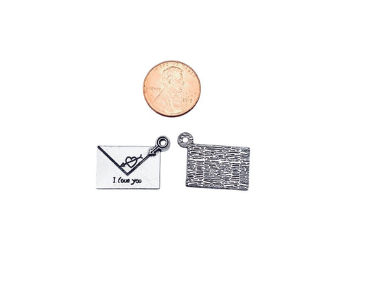 Base Metal I Love You Envelope Charms