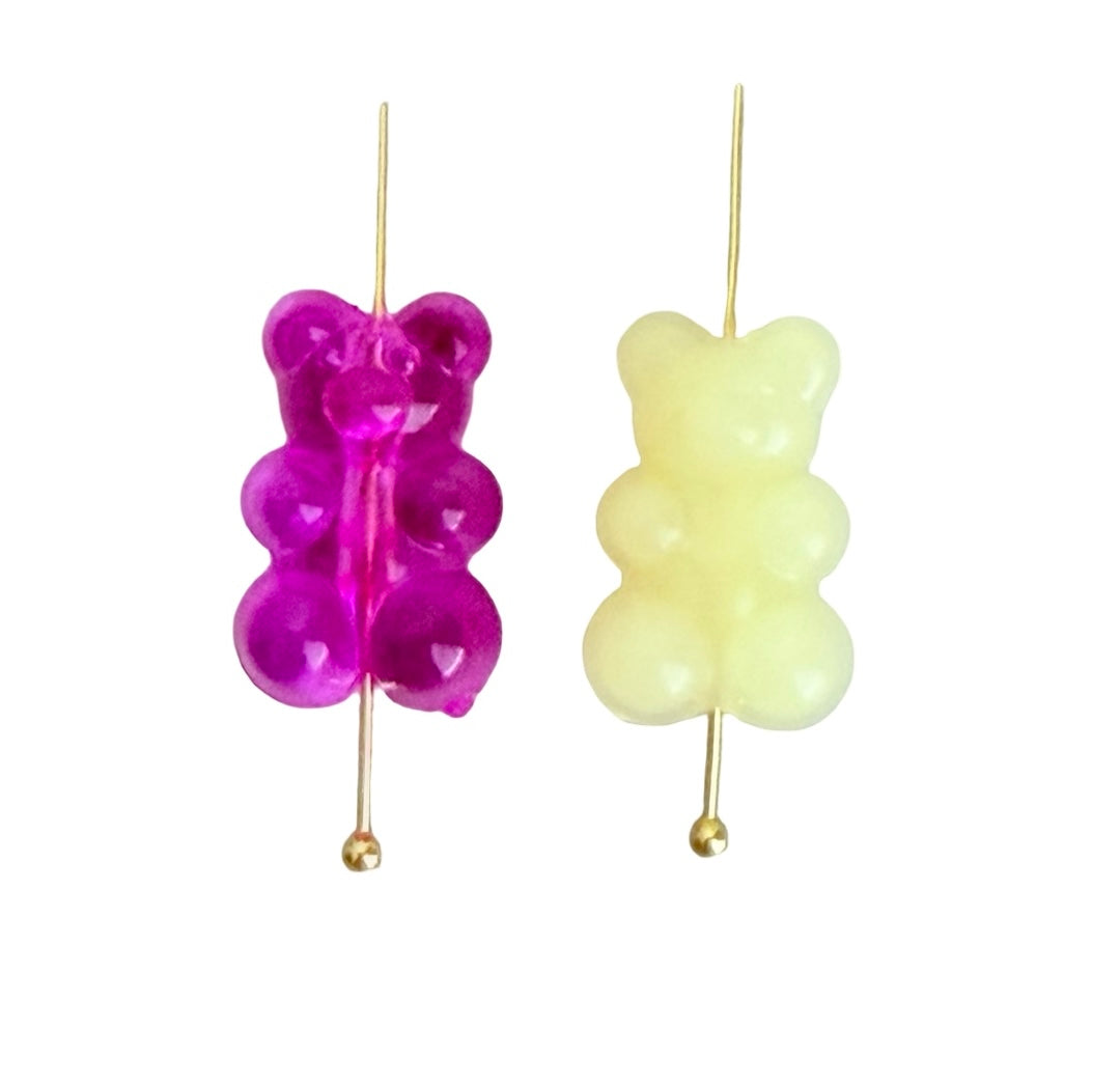 Acrylic Bear Beads • Random Mix of Transparent OR Translucent Bear Beads for Jewelry Making • Assorted Colors