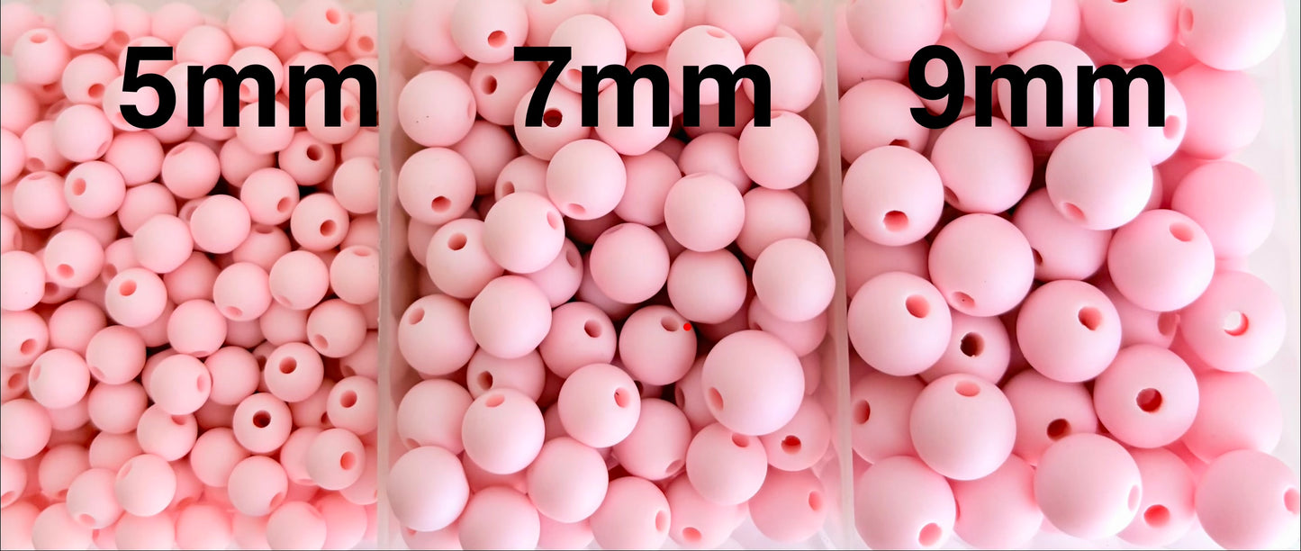 Matte Finish Round Pink Beads • 5mm, 7mm, and 9mm Acrylic Craft Beads for Jewelry Making & DIY Crafts
